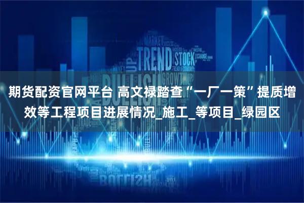 期货配资官网平台 高文禄踏查“一厂一策”提质增效等工程项目进展情况_施工_等项目_绿园区