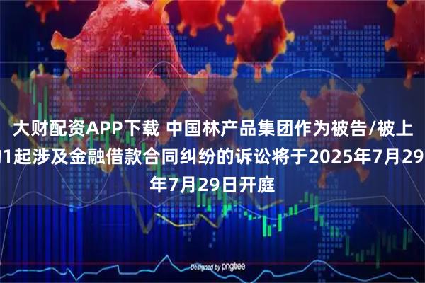 大财配资APP下载 中国林产品集团作为被告/被上诉人的1起涉及金融借款合同纠纷的诉讼将于2025年7月29日开庭