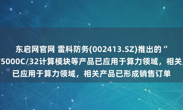 东启网官网 雷科防务(002413.SZ)推出的“山海”智算模组和FT5000C/32计算模块等产品已应用于算力领域，相关产品已形成销售订单